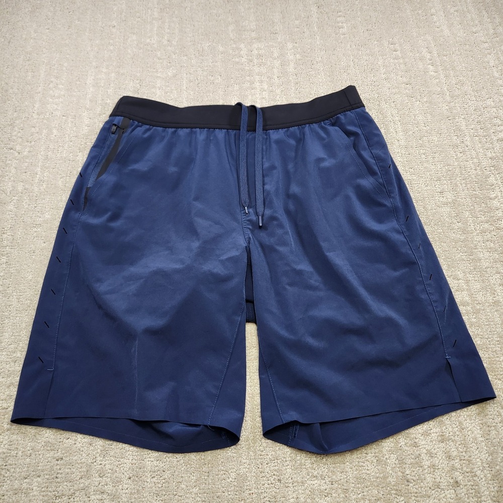 Ten Thousand Interval Shorts Men Large 9" Blue Stretch Woven Performance Train